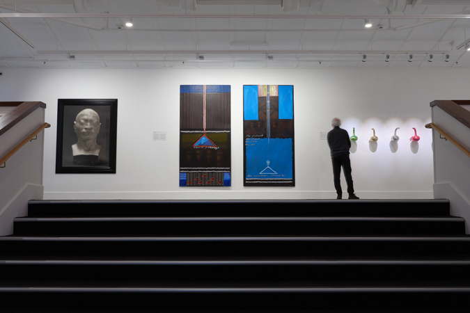 An installation image of the exhibition Te Hau Whakatonu - A series of never-ending beginnings, works in the Govett-Brewster Art Gallery's permanent collection by Māori artists.